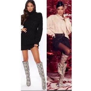 FashionNovs Faux Snake Boots, size 11